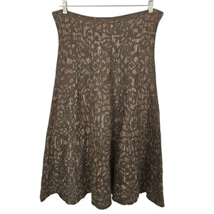 Peruvian Connection Brown/Grey Maxi Skirt LG Academia Flare Knit VTG Wool A-Line